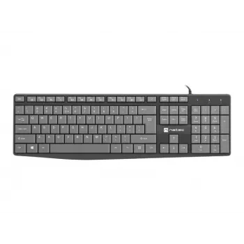 Juhtmega täissuuruses klaviatuur NATEC NKL-1507 USB QWERTY US International Hall/Must, 105 klahvi, numbriklaviatuur