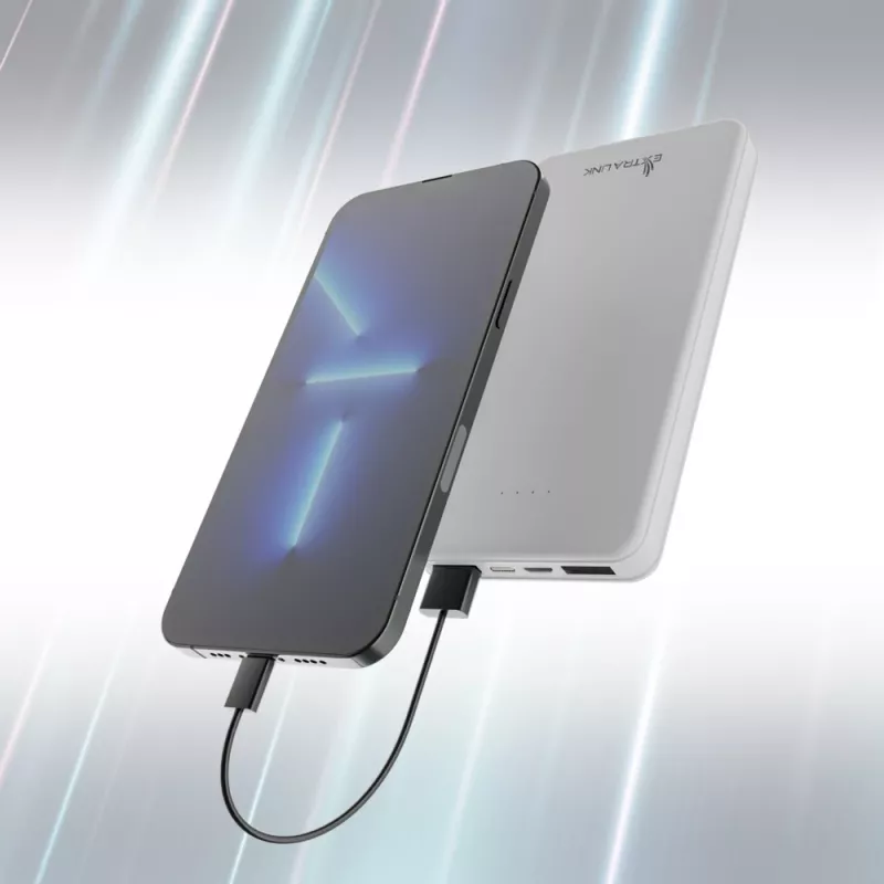 Akupank Extralink EPB-078W 10000 mAh valge, USB-C, 10 W väljund, laeb kuni 2 seadet