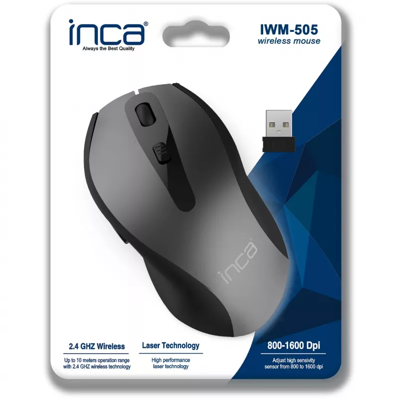Cian Technology GmbH INCA hiir IWM-505 Ergon. Wireless 1600 DPI Laser SW retail - hiir - 1.600 dpi