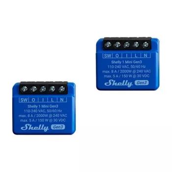 Nutikas lüliti Shelly 1 Mini Gen3 1P juhtmevaba 110–240 V