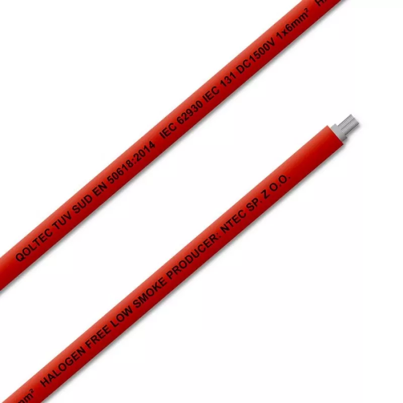 Päikesekaabel QOLTEC 53852 6 mm², 100 m rull, punane