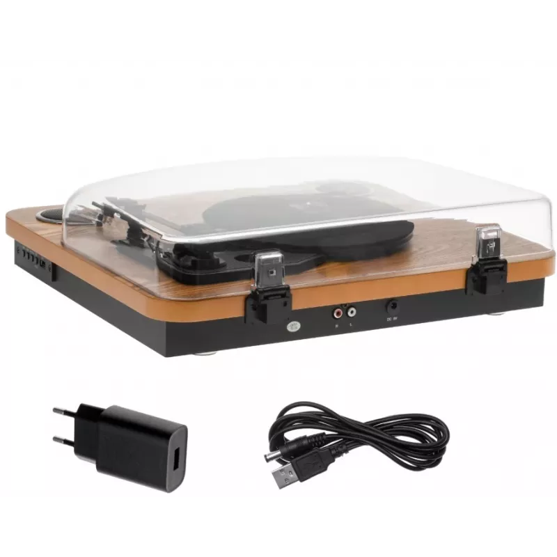 Analoog-vööajamiga plaadimängija Adler AD 1914, USB-pesa, keraamiline alustaldrik, DC-mootor, 33 1/3 p/min, Bluetooth 5.4, RCA-väljundid, sisseehitatud kõlarid