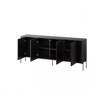 Kummut cama meble VERA 190x40x80 cm, must matt, puitlaastplaat, 16 mm raam