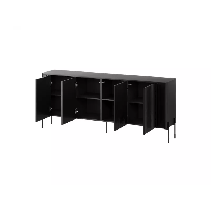 Kummut cama meble VERA 190x40x80 cm, must matt, puitlaastplaat, 16 mm raam
