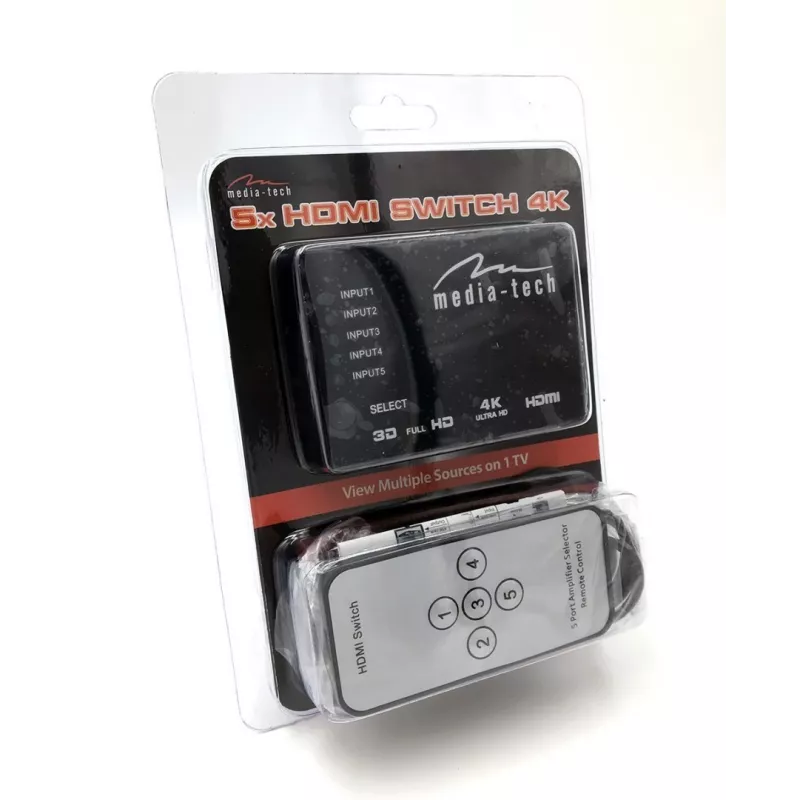 HDMI video lüliti MEDIA-TECH MT5207, 3x HDMI sisendit, 1x HDMI väljund, must