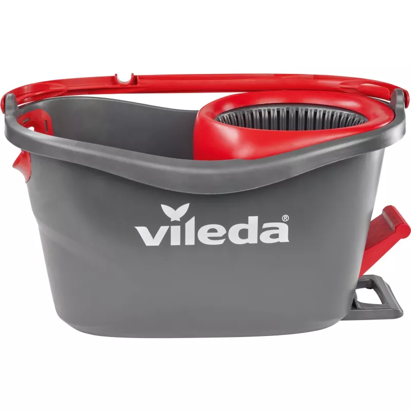 Mopp VILEDA EasyWring & Clean Turbo, punane tehnopolümeerist ämber, eemaldatav pestav mikrokiudpea, kõvadele põrandatele
