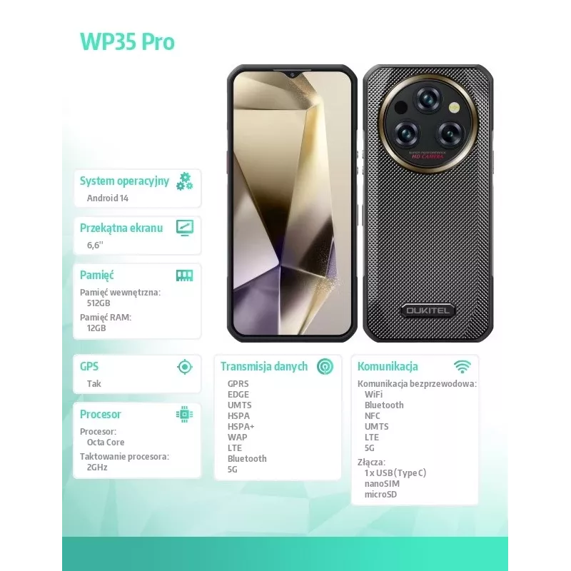 Nutitelefon Oukitel WP35 Pro 6.52 tolli 12GB/512GB Hall