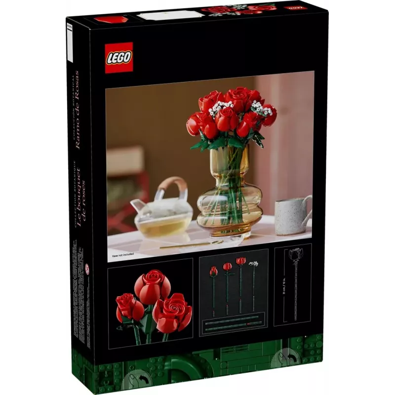 LEGO Icons Roosikimp kunstlillede komplekt täiskasvanutele, botaaniline kollektsioon, kodusisustuse aksessuaar, sõbrapäeva kingitus naistele
