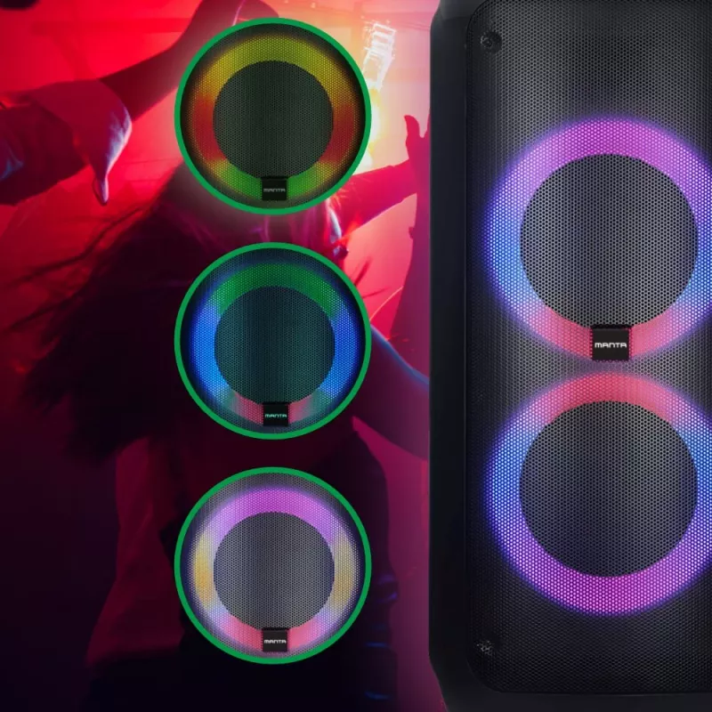 Kaasaskantav kõlar MANTA ATTIS SPK0802 120W, Bluetooth, juhtmega sisend, taaslaetav, FM, LED-tuled