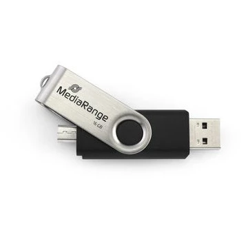 MEDIARANGE MR931-2 - 16 GB - USB Type-A / Micro-USB - 2.0 - 15 MB/s - pöördrõngas - Hõbedane - Must