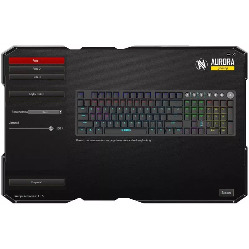 Klaviatuur IBOX AURORA K-6 — täissuuruses QWERTY, RF juhtmevaba + Bluetooth, RGB taustvalgustus, mehaanilised madala profiiliga klahvid, must