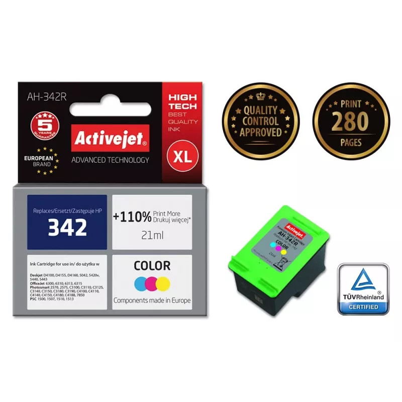 Activejet AH-342R tindikassett (asendus HP 342 C9361EE jaoks; Premium; 21 ml; värviline)