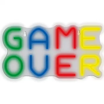 Neoonsilt MANTA SNL102MT — 'Game Over' stiilis valgustatud seinakaunistus, pistikühendusega LED-neoonefekt