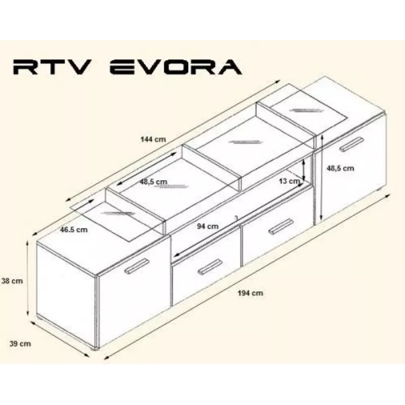 Cama TV-alus EVORA 200 wenge/valge läikiv