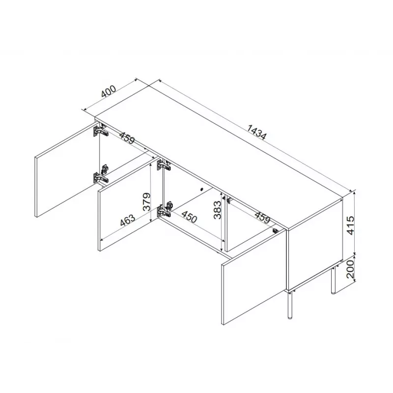 Cama INSERTO 3D TV-kapp 143.5x40x61.5 kašmiir + LED