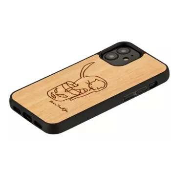 man and wood telefonikott iPhone 12 mini jaoks — trükitud kass punase kalaga