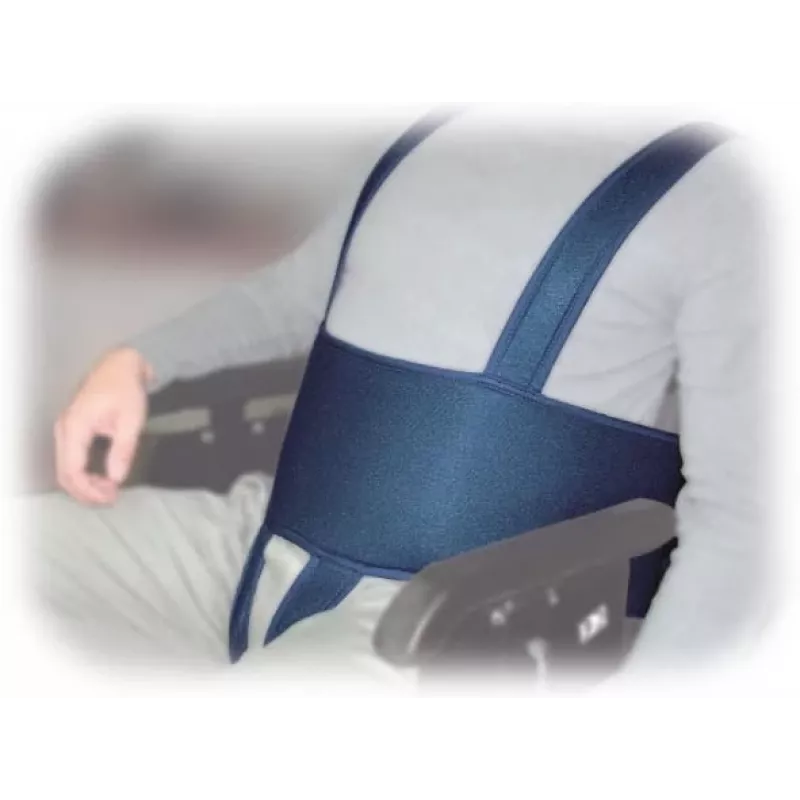Ratastooli stabiliseerimisvöö Aston Secubac IV 681022 — tekstiil, reguleeritav takjakinnitus, pikkus 150 cm, laius 20 cm, sinine