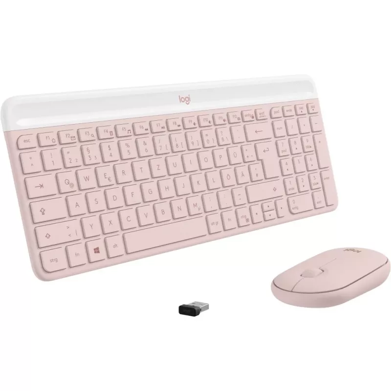 Logitech Slim Wireless Combo MK470 - klaviatuuri- ja hiirekomplekt - juhtmevaba - 2,4 GHz - QWERTY - roosa (920-011314)