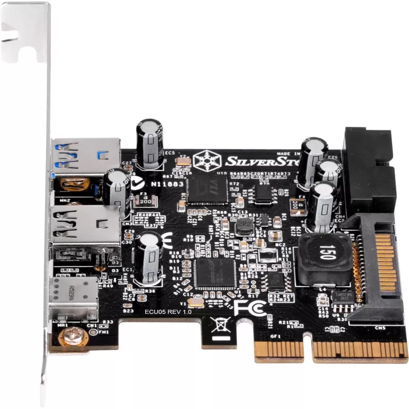 SilverStone ECU05 - USB-adapter - PCIe 2,0 x2 madalprofiil - USB 3,1 Type C x 1 + USB3.0 x 2 + USB3.0 (sisemine) x 2 (SST-ECU05)