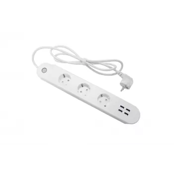 Nutikas pistikupesakomplekt Denver SHP-300U 3 vahelduvvoolupistikut Tüüp E 4 Valge