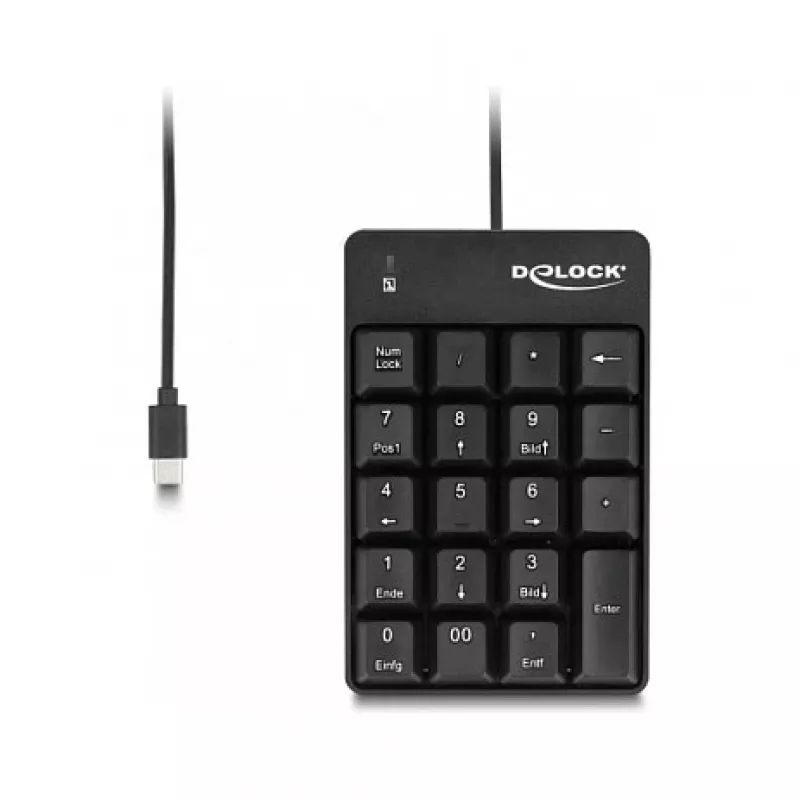 Numeric Keypad DeLOCK 12108 USB Must 19 klahvi 1,6 m kaabel