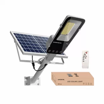 Päikeselamp Superfire FF5-A 63W 500lm — välisvalgusti LED-päikesepatareiga, mudel FF5-A