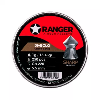 5.5 mm RANGER Diabolo Professional Sharp Grooved Point 250 kuulikest