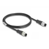 DeLOCK M12 kaabel A-kodeeritud 8 kontaktiga isane-isane Cat5e 1 m Must