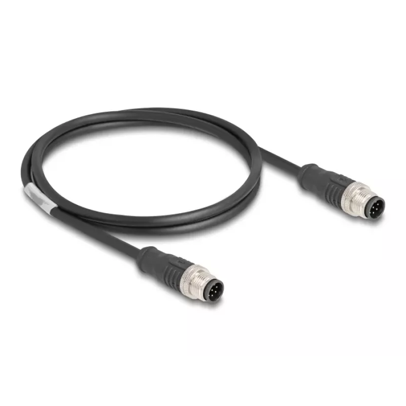 DeLOCK M12 kaabel A-kodeeritud 8 kontaktiga isane-isane Cat5e 1 m Must