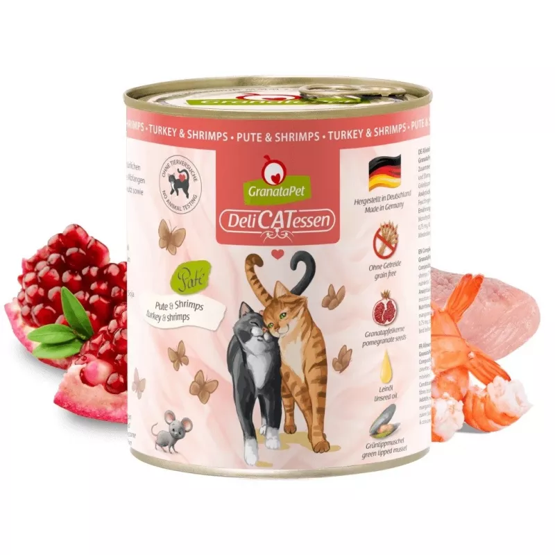 Märg kassitoit Fox4Pets GRANATAPET DeliCATessen kalkuni ja krevettidega, teraviljavaba, 800 g, täiskasvanute täissööt