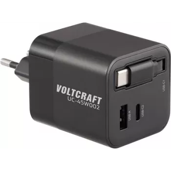 VOLTCRAFT UC-45W002 USB-laadija 45 W 1x USB-A, 2x USB-C® USB PD Must siseruumidesse GaN, USB Power Delivery (USB-PD), kiirlaadija (VC-17330925)