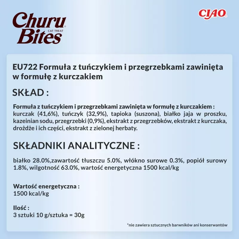INABA Churu Bites kana tuunikala ja kammkarpidega - kassi maiuspalad - 3x10 g