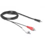 Helikaabel DeLOCK 84000 1,5 m 2xRCA 3,5 mm must