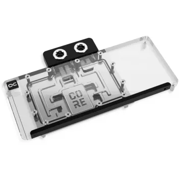 Alphacool Core RX 9070 XT Mercury läbipaistev kroom jahutusplokk tagumise plaadiga