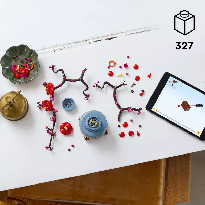 LEGO Icons ploomiõie lilledekoratsiooni väljapanekukomplekt 10369, mitmevärviline