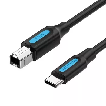 USB-C USB 2.0 tüüp B kaabel Vention CQUBH — 2 m, must, 480 Mbps, 2 A