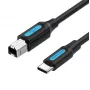 USB-C USB 2.0 tüüp B kaabel Vention CQUBH — 2 m, must, 480 Mbps, 2 A