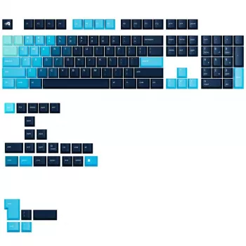 Keycaps GLORIOUS GPBT Gradient Celestial Ice — ANSI-paigutus, PBT-värvisublimatsiooniga klahvikomplekt