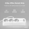 Pistikupesadega pikendusjuhe DIGITUS 3-ooline, 2×USB-A ja 1×USB-C, 3 vahelduvvoolu pistikupesa tüüp E/F, 1,5 m kaabel, valge