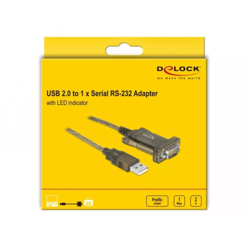 Jadakaabel DeLOCK 64073 USB Type-A DB-9 Läbipaistev 2m