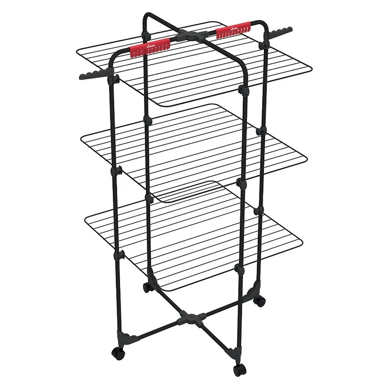 Seinale kinnitatav pesukuivatusrest VILEDA Mixer 3 Ultimate — teras, 30 m kuivatuspinda, kokkupandav, rattad, 131×93×71 cm