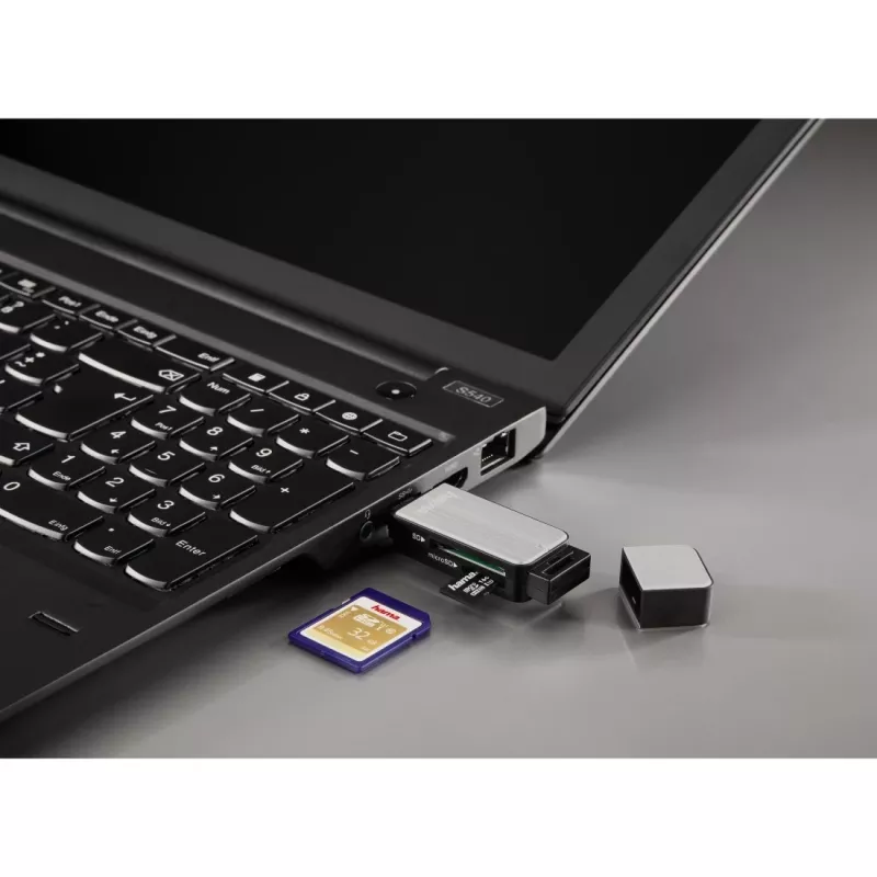 Hama 123900 kaardilugeja USB 3.2 Gen 1 (3.1 Gen 1) Must, Hõbedane