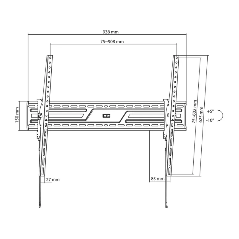 Seina/lae kinnitusklamber SBOX PLB-4269T-2 43–100 kg ekraanidele, platvorm 900×600 mm