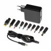 Sülearvuti toiteadapter IBOX IUZ65WA, AC-DC automaat 100–240V → 18.5–20.5V, 65W, 1×USB, must