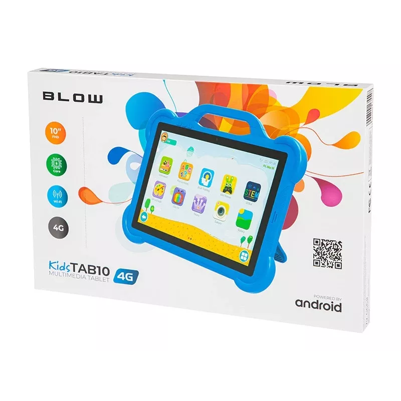 Tahvelarvuti BLOW KidsTAB10 10,1-tolline täissuuruses tahvelarvuti, 10,1-tolline IPS 1200x1920, Android 12, 4 GB muutmälu, 64 GB eMCP, 4G (MicroSIM), 6000 mAh, Astral Blue
