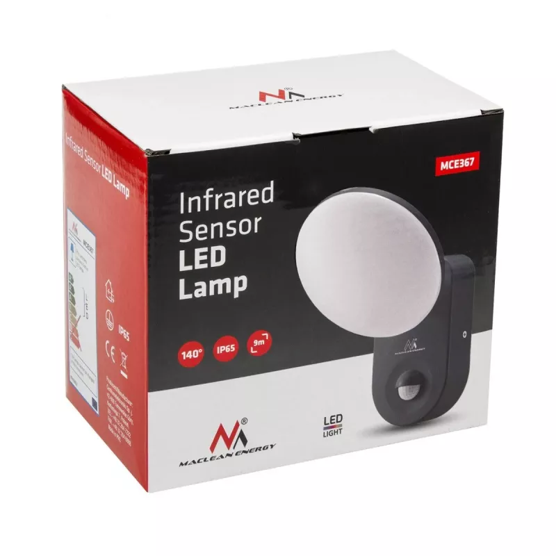 Seinavalgusti MACLEAN MCE367 LED koos PIR-anduriga, välistingimustes kasutatav LED-seinavalgusti liikumisanduriga
