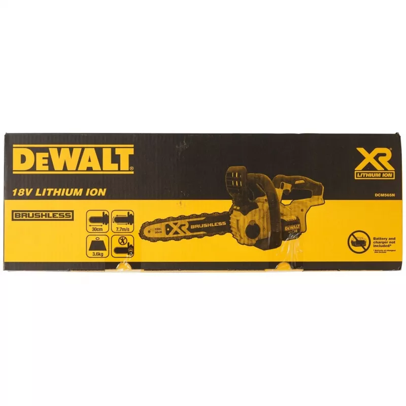 Kettsaag DeWALT DCM565N-XJ — juhtmeta akutoitel, 30 cm latt, 5 Ah aku mahutavus, 0,14 L õlipaak