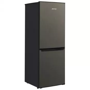 Külmik-sügavkülmik MPM MPM-215-KB-39/E — 215 L, alumine sügavkülmik, tume inox, pööratavad uksed, LED-valgusti