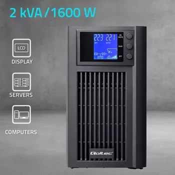 UPS QOLTEC Pure Sine Wave 2kVA 1600W AVR-i ja LCD-ekraaniga
