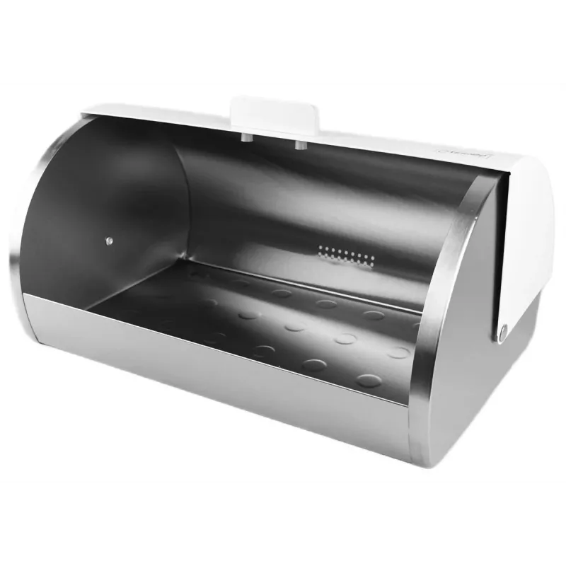 Leivakonteiner Maestro MR-1676-Valge, roostevabast terasest hingedega kaas, valge, 385×255×190 mm